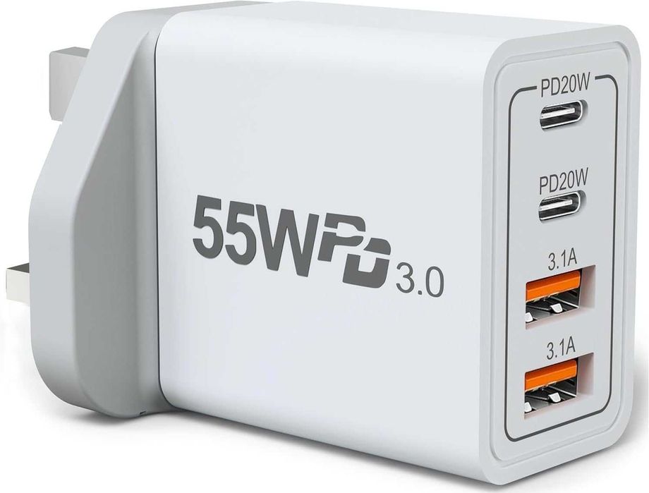 Szybka uniwersalna Ładowarka SIECIOWA 55W PD+QC 3.0 USB x3 + USB-C x3