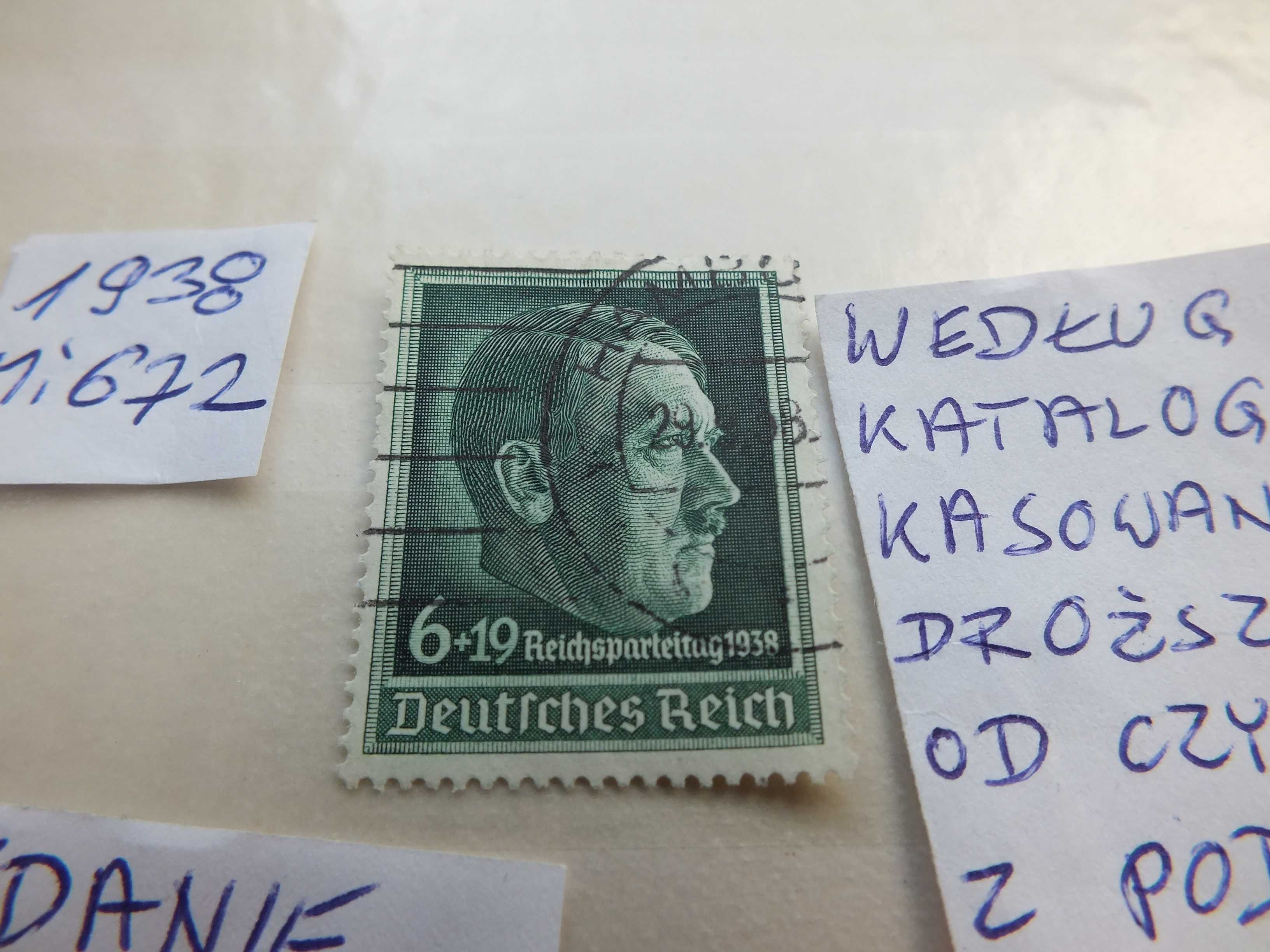 znaczki wydanie pojedyncze Mi672 Niemcy 1938r. Hitler Rzesza Reich