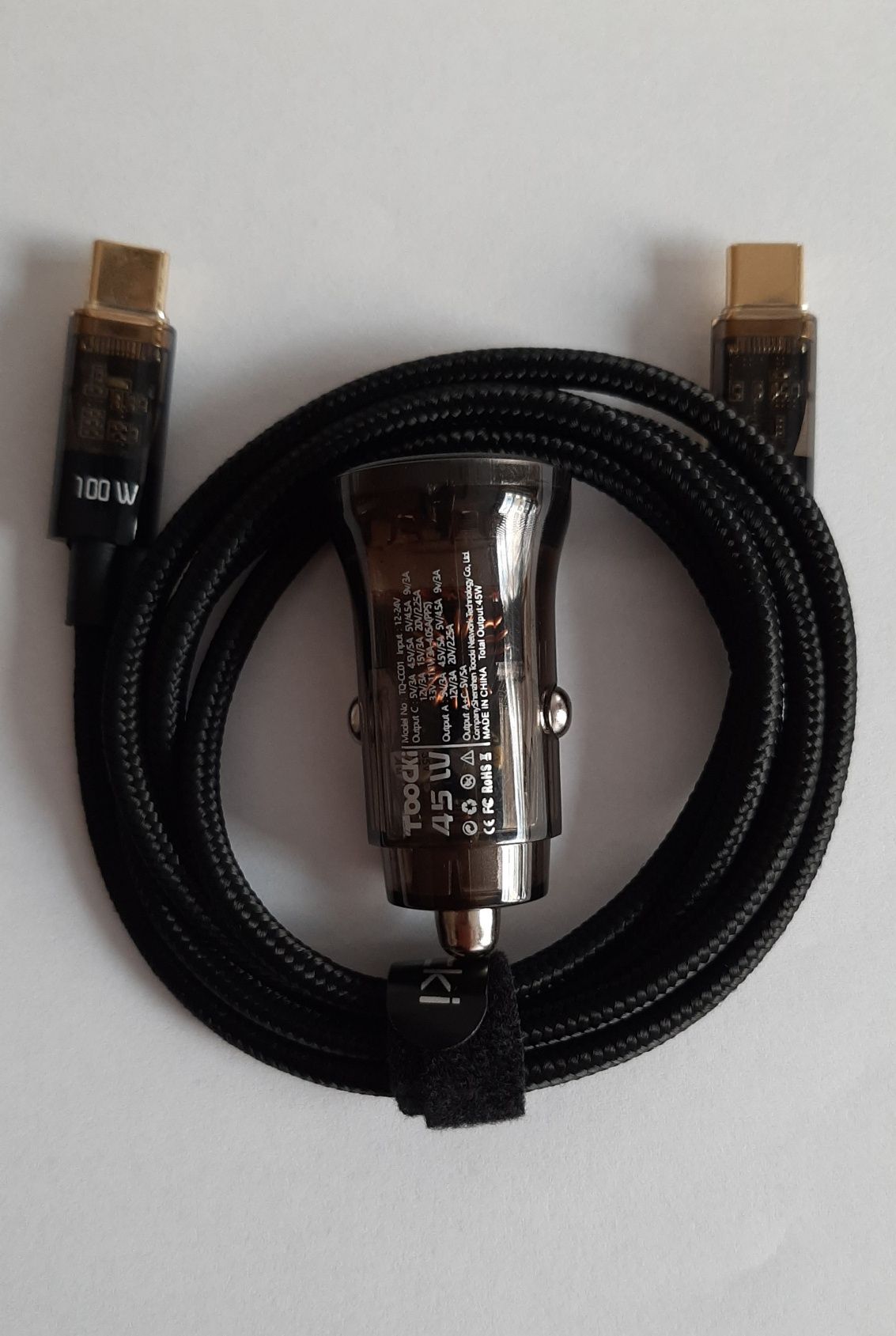 Szybka Ładowarka Samochodowa PD 45W / QC3.0 USB-C + KABEL USB-C TYPE-C
