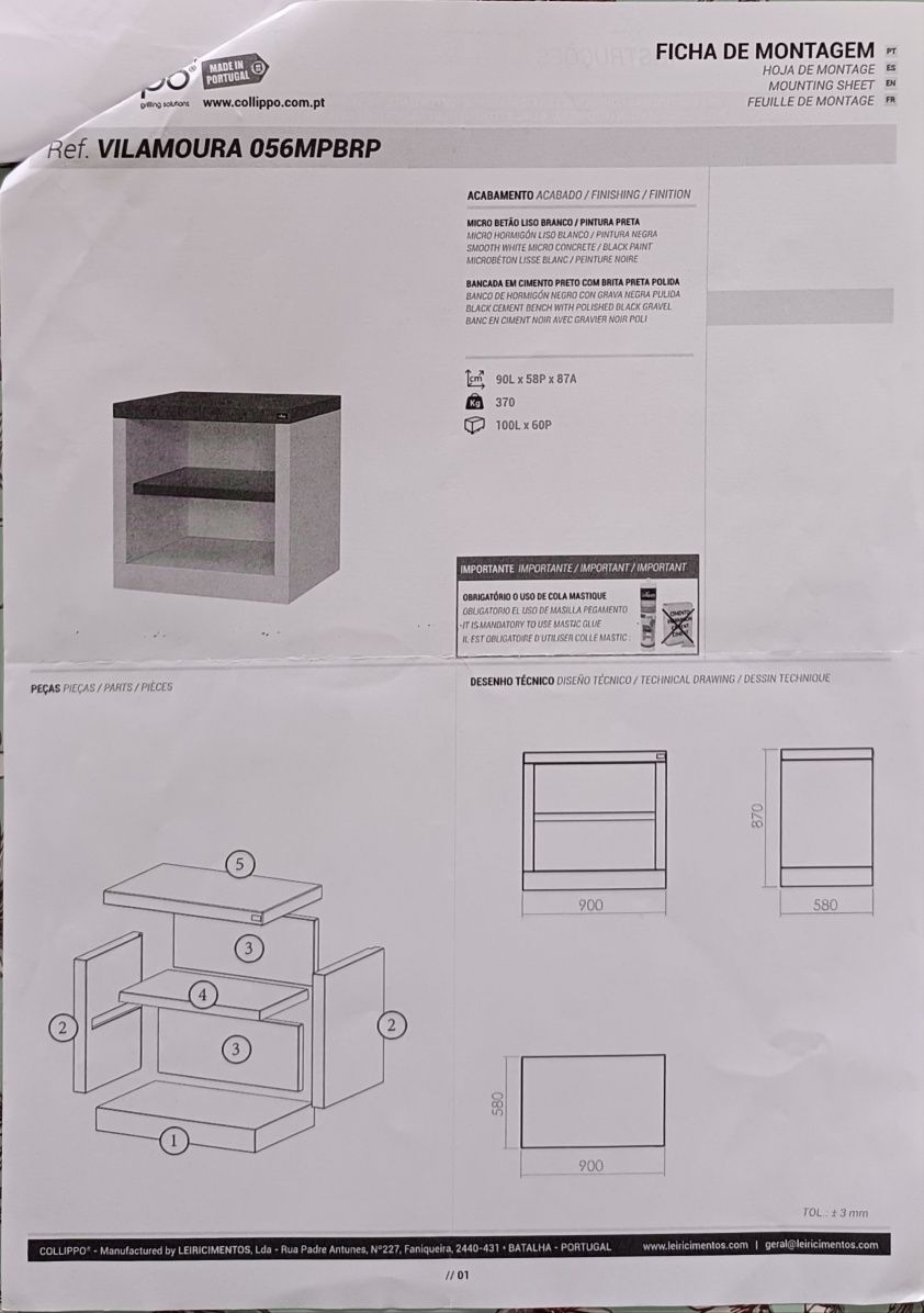 Bancada para exterior
