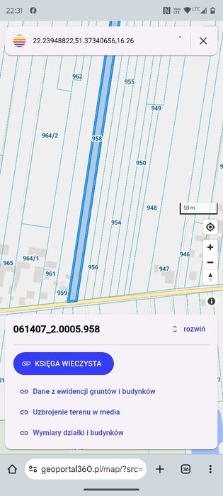 Działka rolno- budowlana Łany Media wszystkie  w pasie.