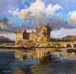 Zamek Eilean Donan. Pejzaż olejny.