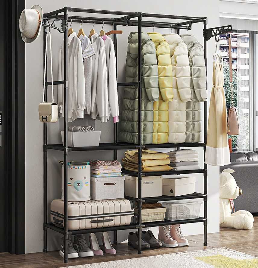 Вішалка підлогова стійка для одягу Simple Coat Rack Double Row