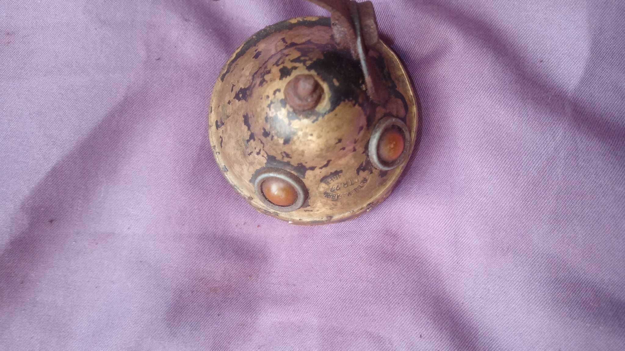 Stara lampa lampka rowerowa/szklany odblask/mosiadz.