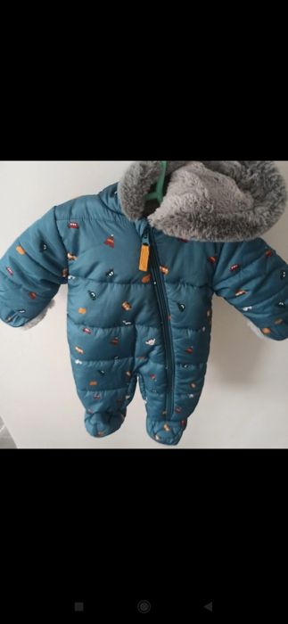 Kombinezon zimowy auta chlopiec 56 62 zima ciepły idealny