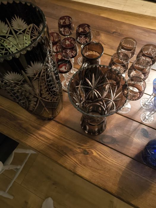 Zestaw rubinowy 15 sztuk!. Kryształ Super stan Unikat prl