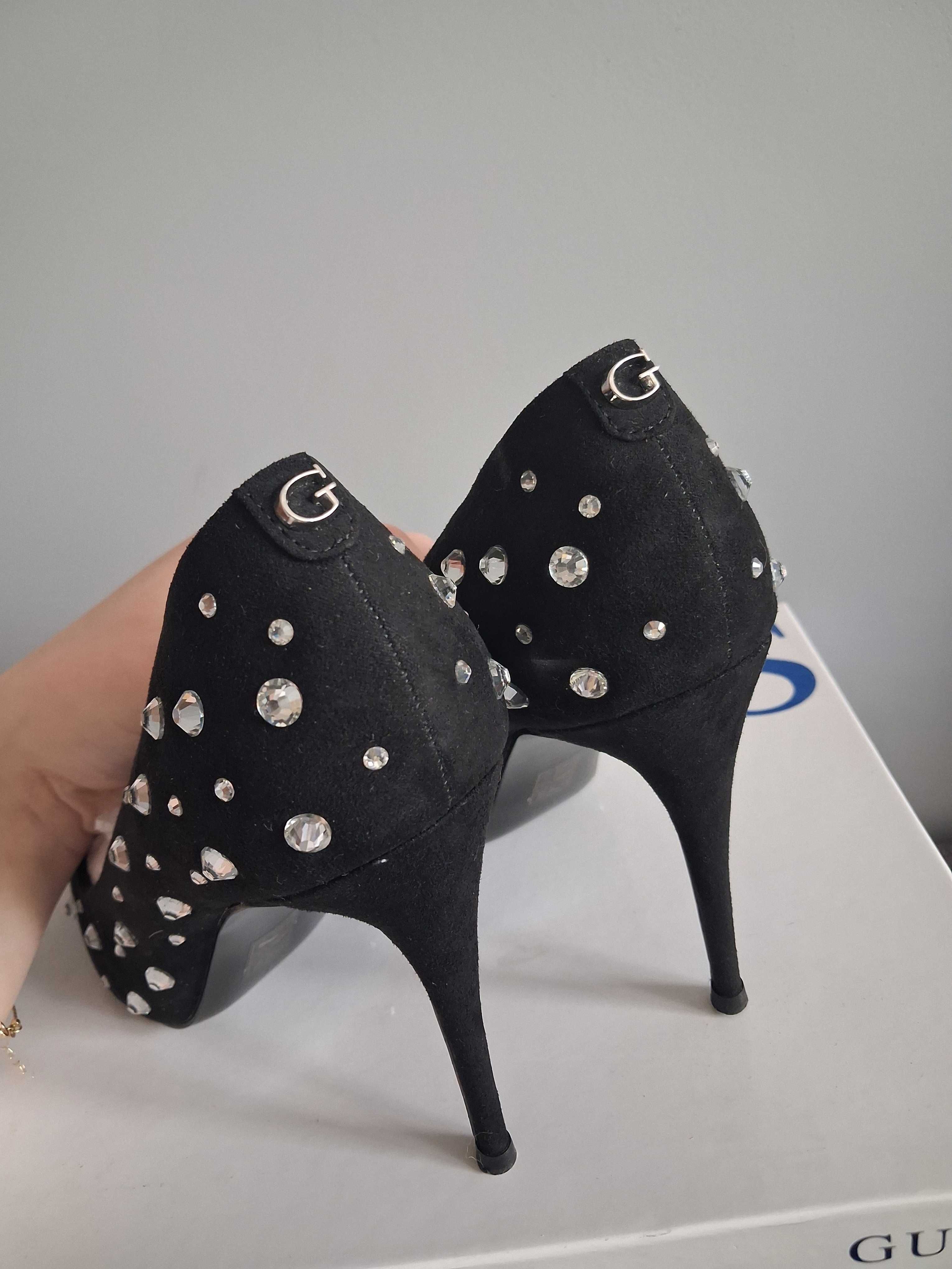 Szpilki guess buty na obcasie z kryształkami