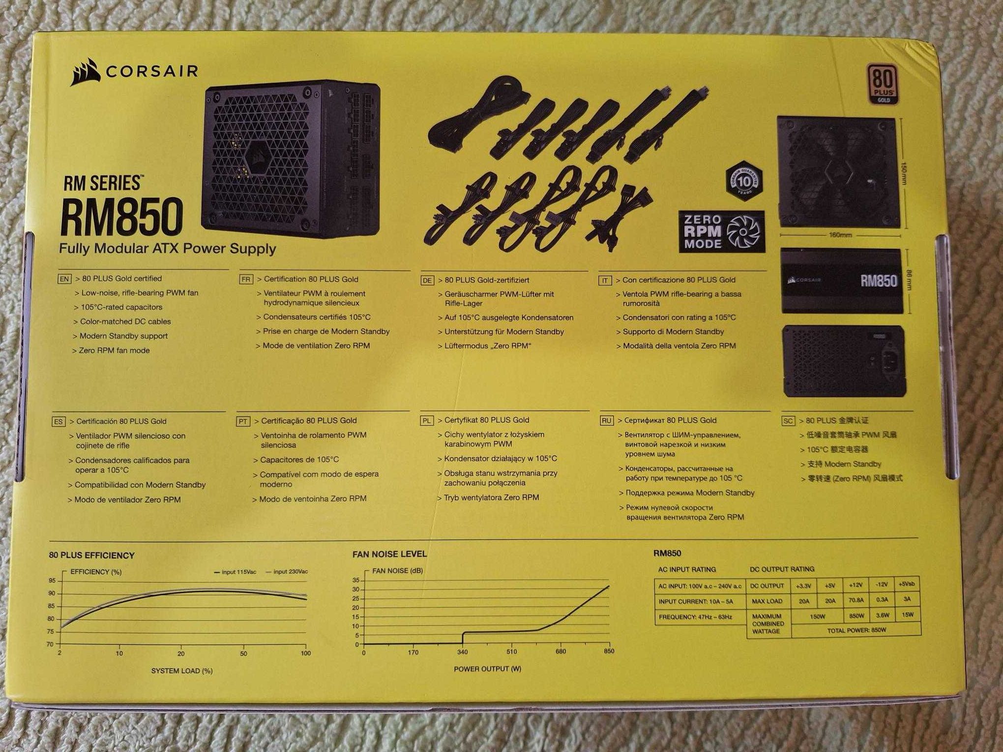 PSU Corsair RM850 Gold - NOVO