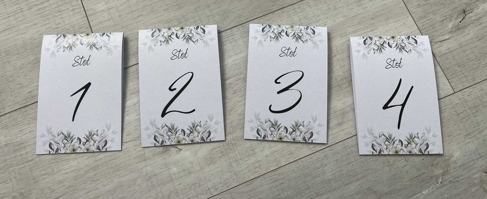 Składane numery stołów 1 - 4, wesele ślub, impreza okolicznościowa