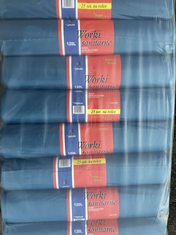 Mocne worki na śmieci niebieskie 120l polskie z atestem