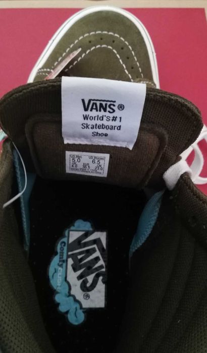 Buty Sneakersy Vans Comfycush, wysokie, r. 36.5, khaki, ciemnozielony.