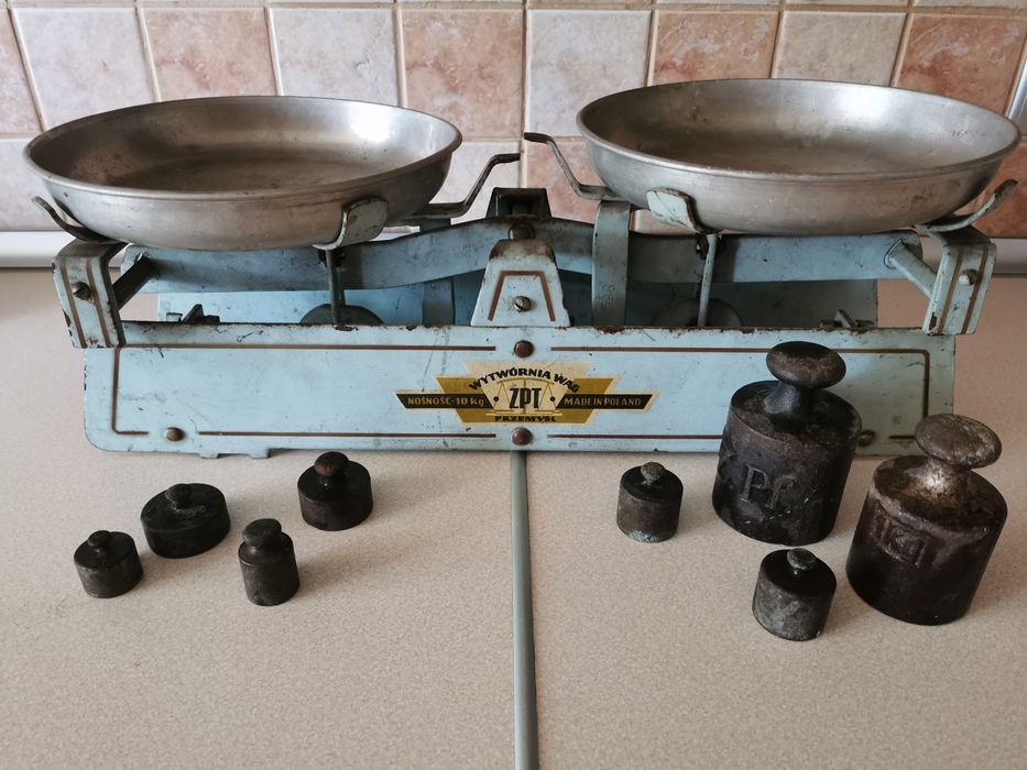 Waga szalowa PRL + odważniki