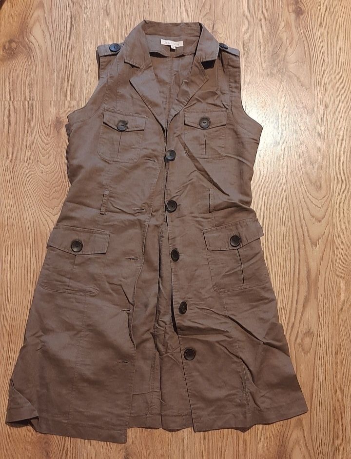 Lniana sukienka khaki M