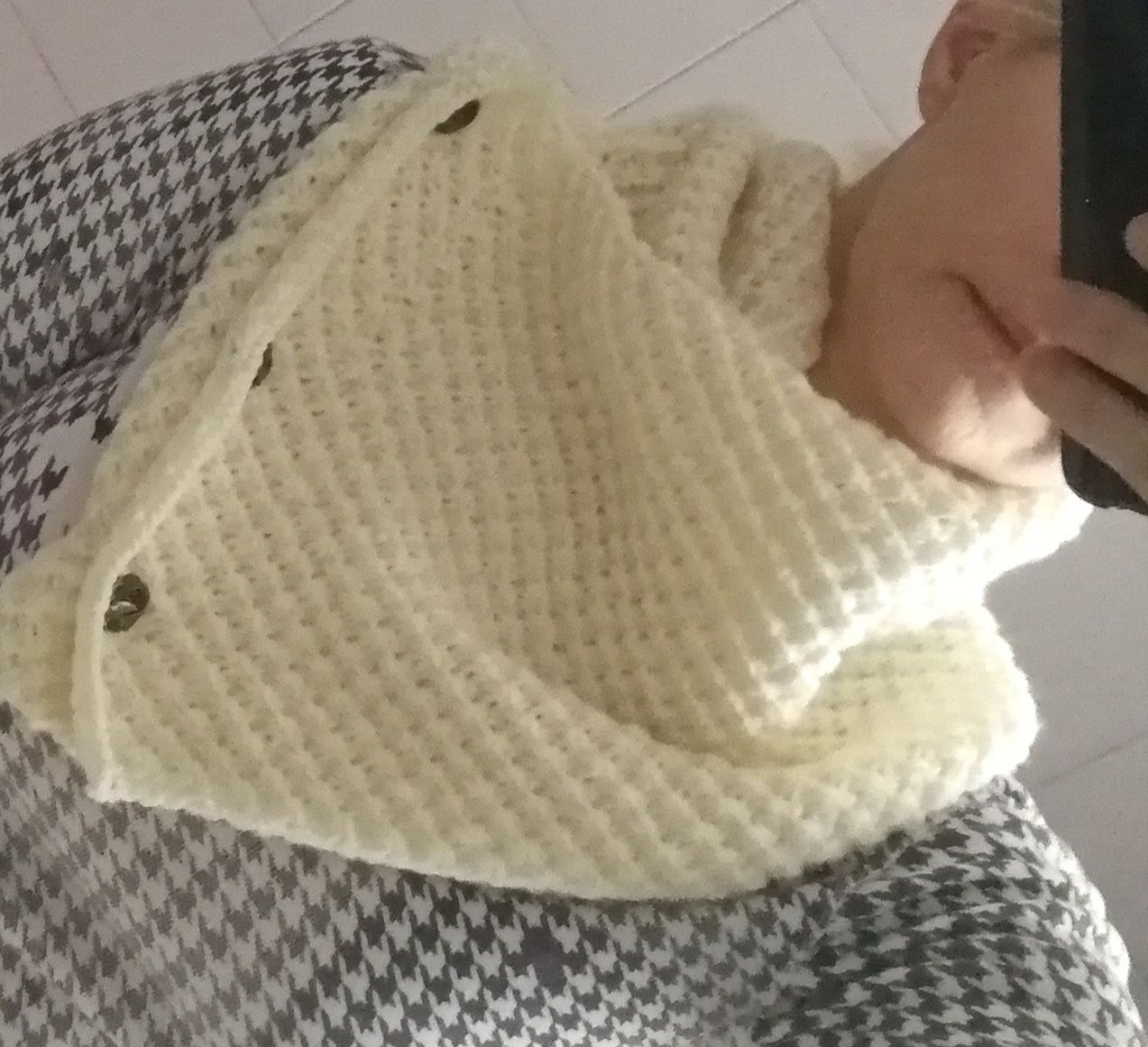 Komin wełniany, handmade, kremowy