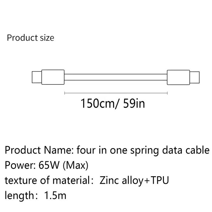 Кабель 4в1 (Type-C + iOS + MicroUSB) | Швидка зарядка 65W