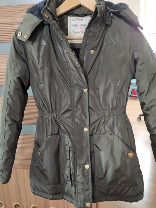 Parka kurtka płaszczyk Lemon Beret 140 jak nowa zestaw czapka i szalik