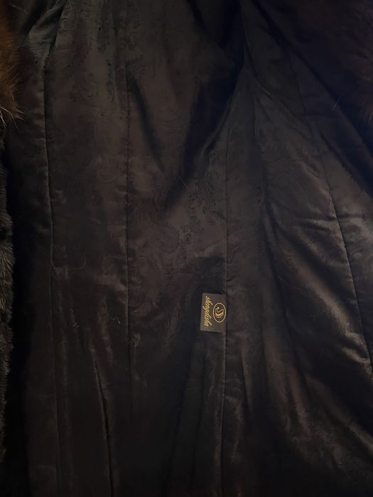 Шуба норкова (шматочки) з капюшоном