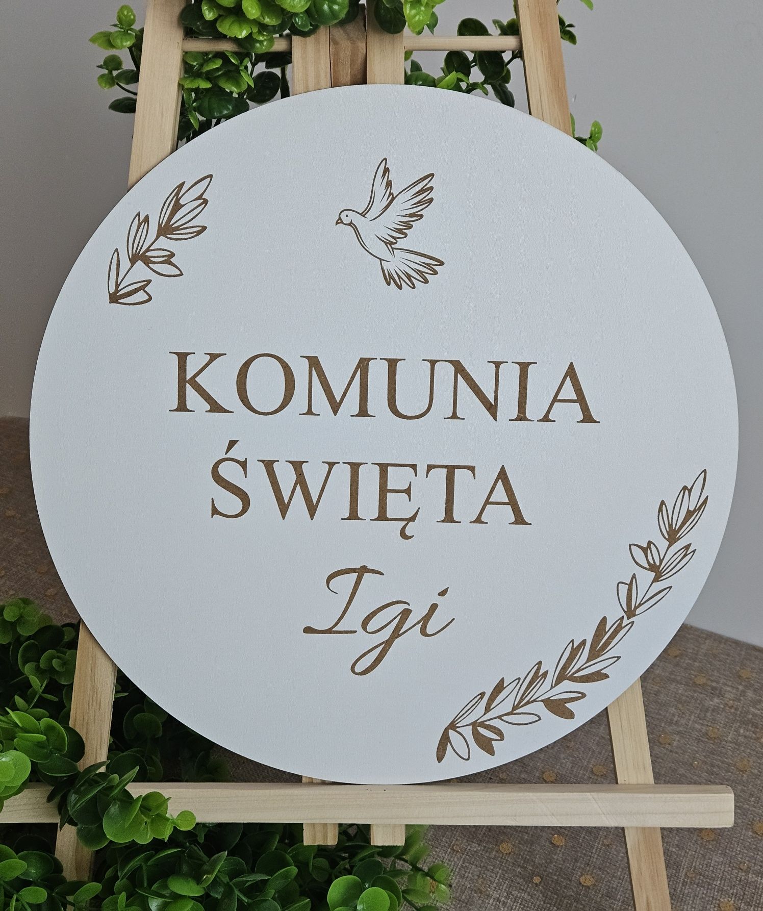 Tablica komunijna koło 50cm z imieniem grawerowane Komunia