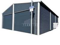 Garaż Blaszany 7x9 2x Brama Segmentowa - Antracyt + Biały - TS105