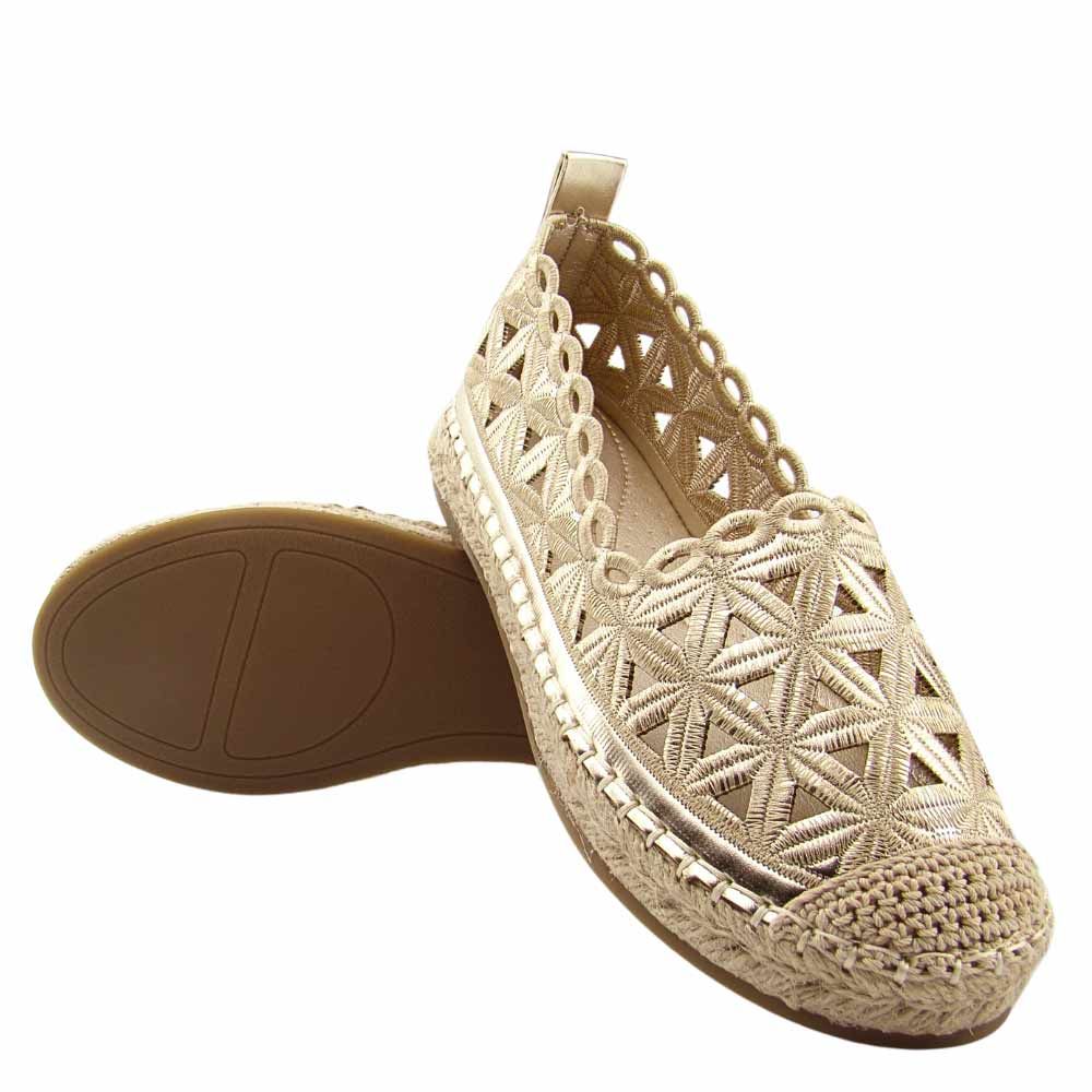 r.39 Potocki 16348 damskie espadryle ażurowe złote