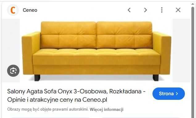 Kanapa Sofa Wersalka rozkladana ONYX Agata musztardowa 3 osobowa