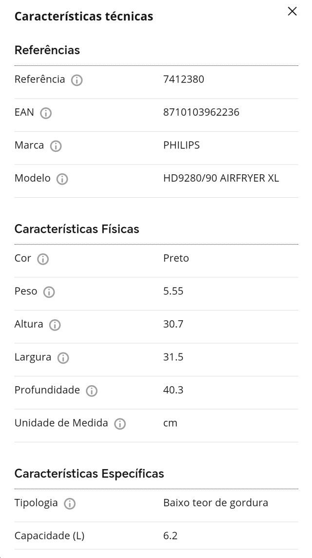 PHILIPS HD9280/90 Airfryer XL (6.2L-Preto)