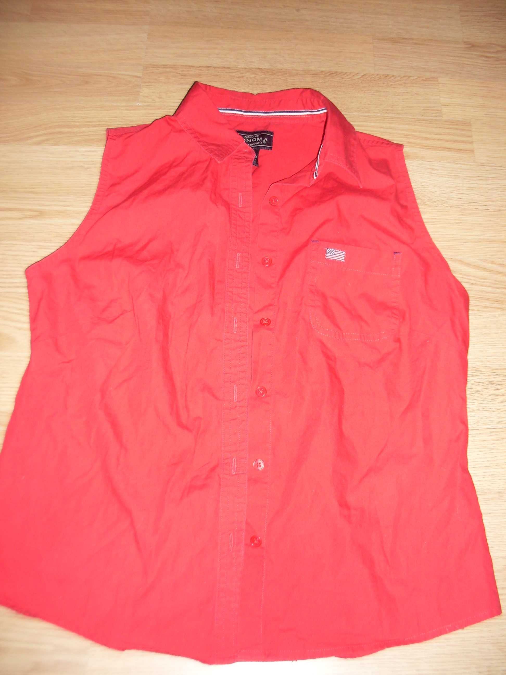 bluzka damska koszula czerwona bez rękawów 40