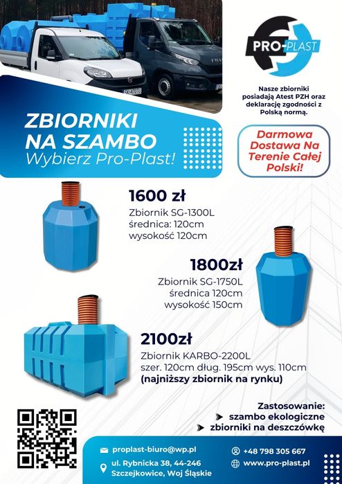 Zbiornik - Deszczówka 2200L Beczka - Szambo ATEST PZH