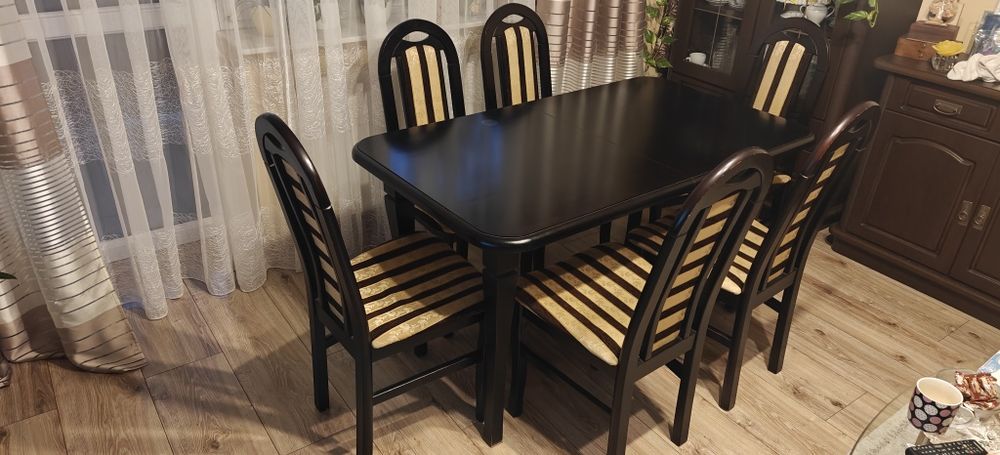 Stół z krzesłami 140x80 lub 180x80 rozkładany