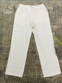 Лляні білі штани брюки широкі прямі льон