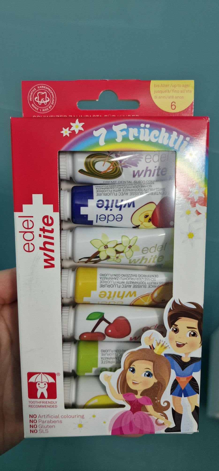 Набір зубних паст дитячих Edel white 7 паст
