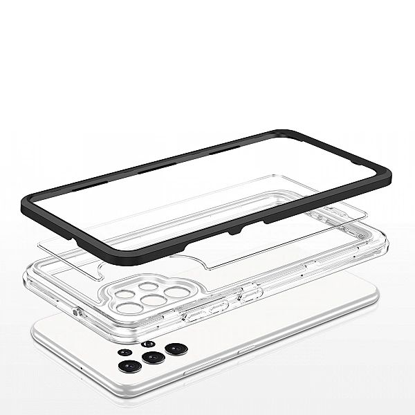 Clear 3in1 etui do Samsung Galaxy A32/5G żelowy pokrowiec z ramką czar