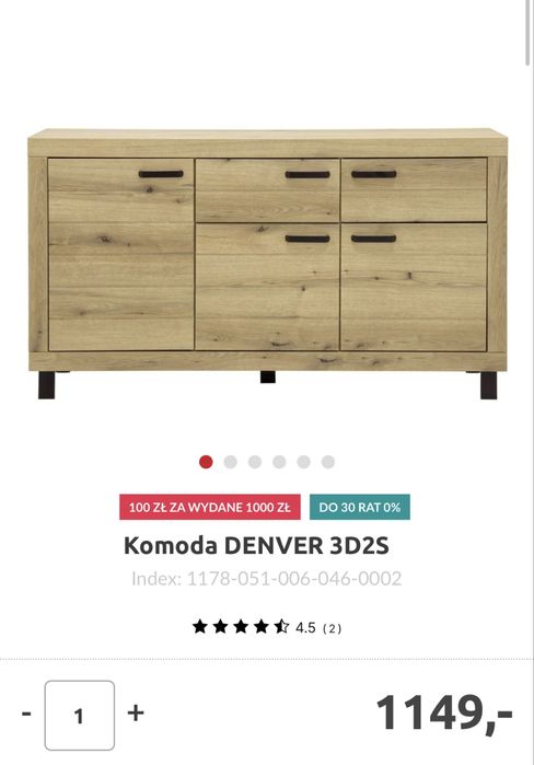 Szafka RTV + Komoda + Witryna „Denver” AGATA MEBLE