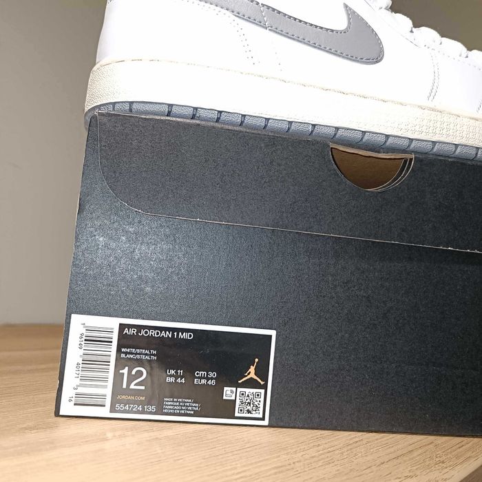 Air Jordan 1 Mid r. 46 (30 cm) White/Stealth