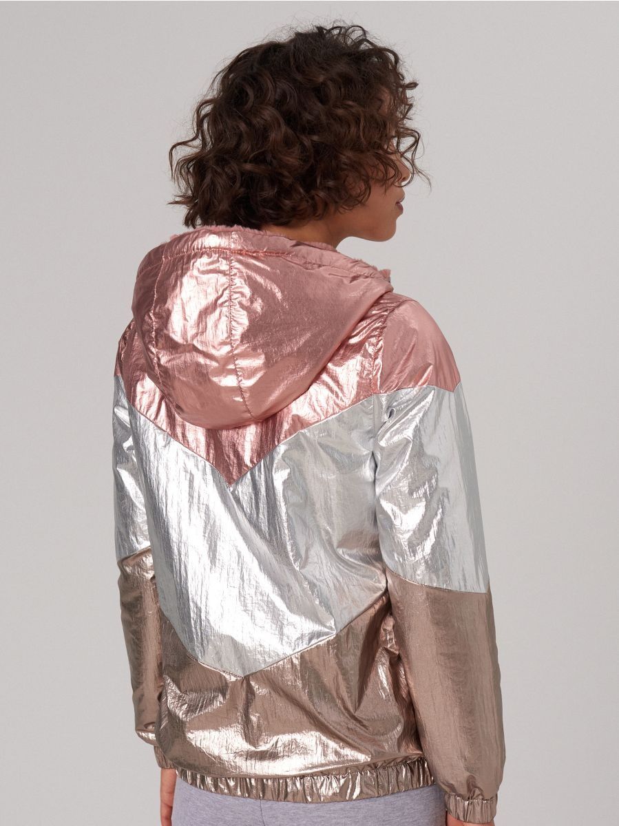 Metaliczna holograficzna neon kurtka M 38