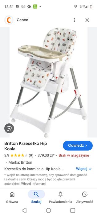 Krzesełko do karmienia dla dziecka.