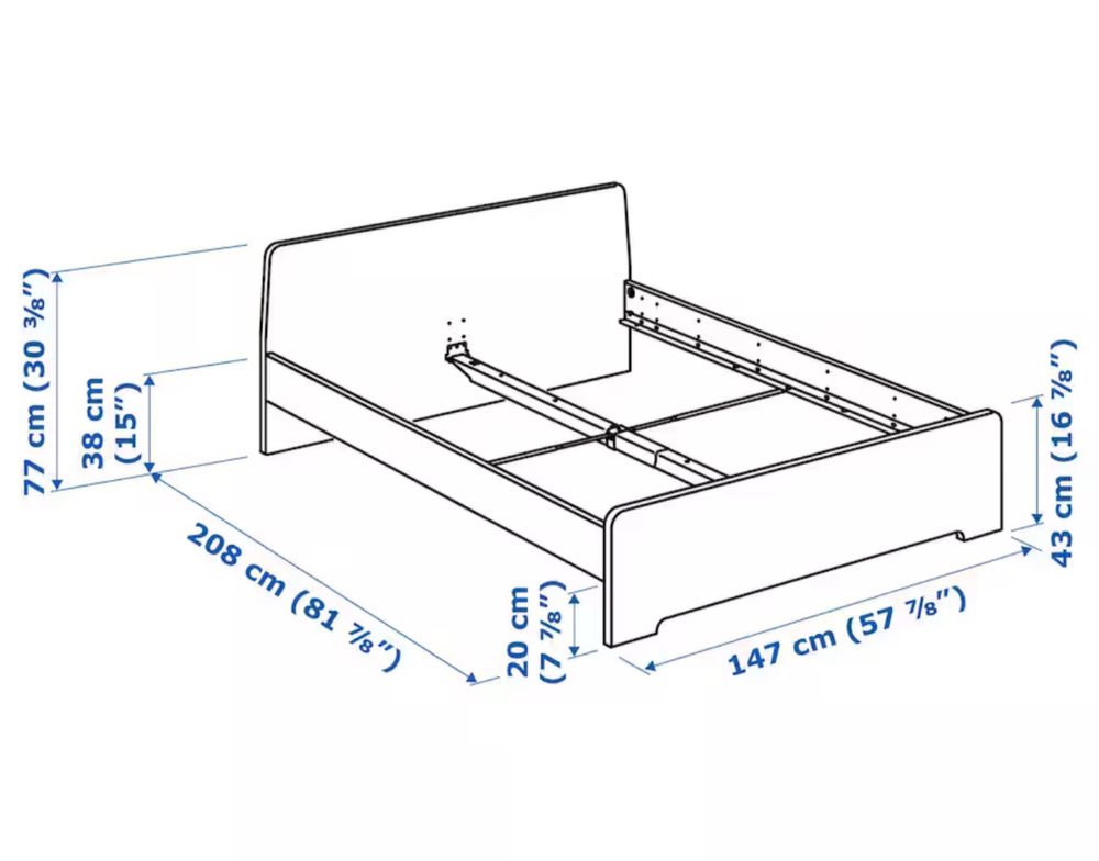 Cama branca 140x200cm