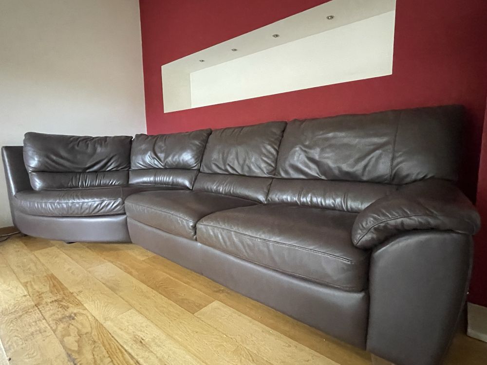 Komplet skórzany Natuzzi (sofa, fotel, pufa)