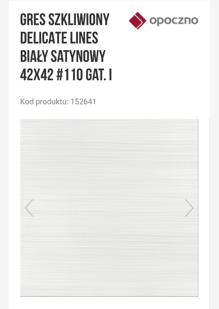 Plytki opoczno Delikate lines white 42x42  karton 1,4 m2