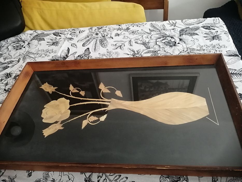 Obraz słomiany rękodzieło pszeszklony naturally boho