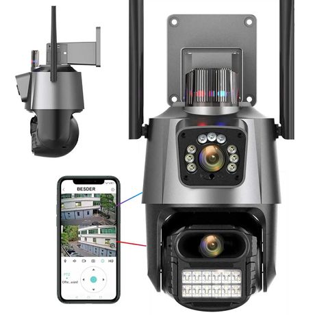 Вулична WIFI камера відеоспостереження з сиреною Dual Lens 8MP