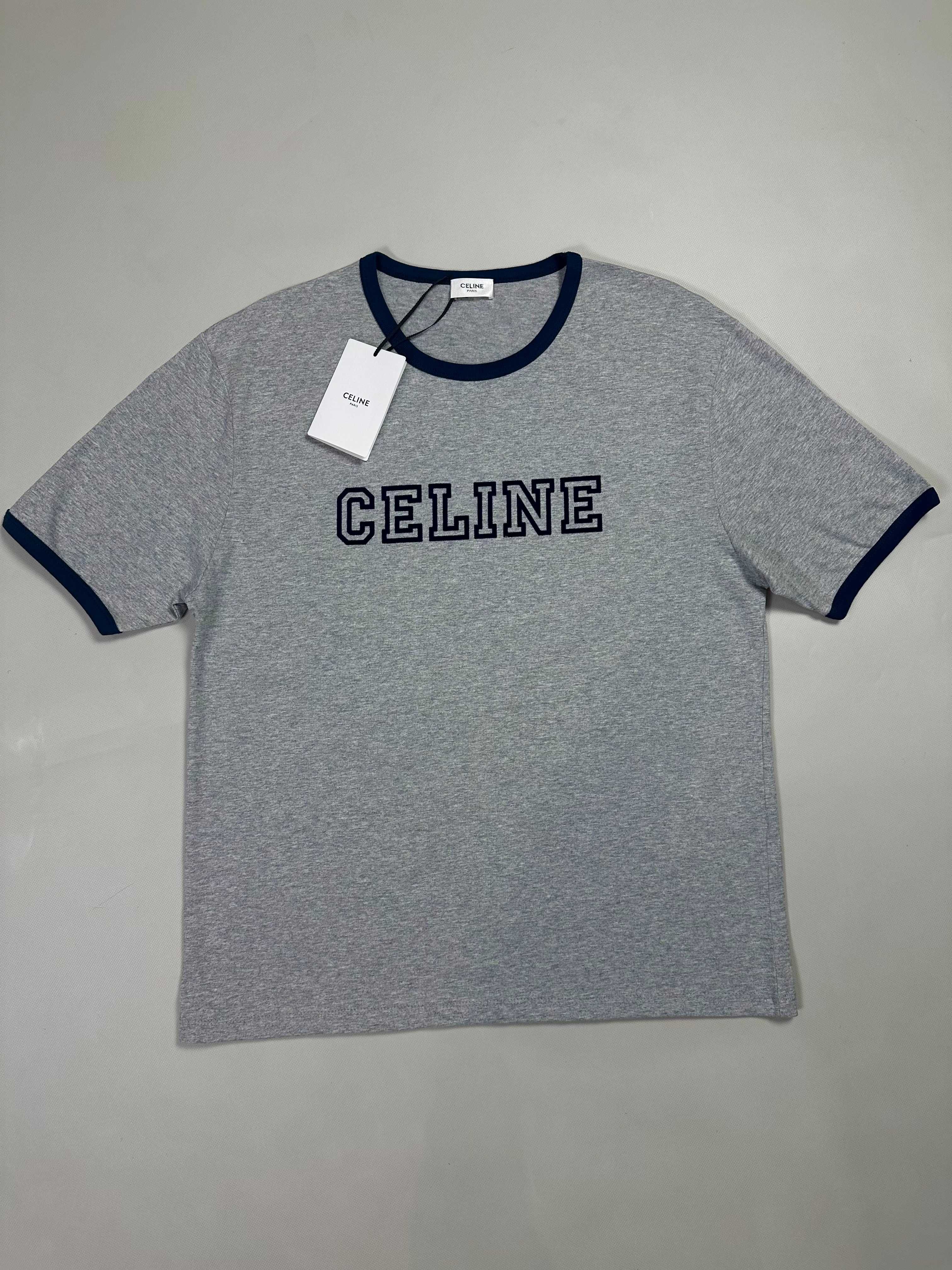 Футболка Celine Paris navy grey t-shirt in cotton футболка селин селін