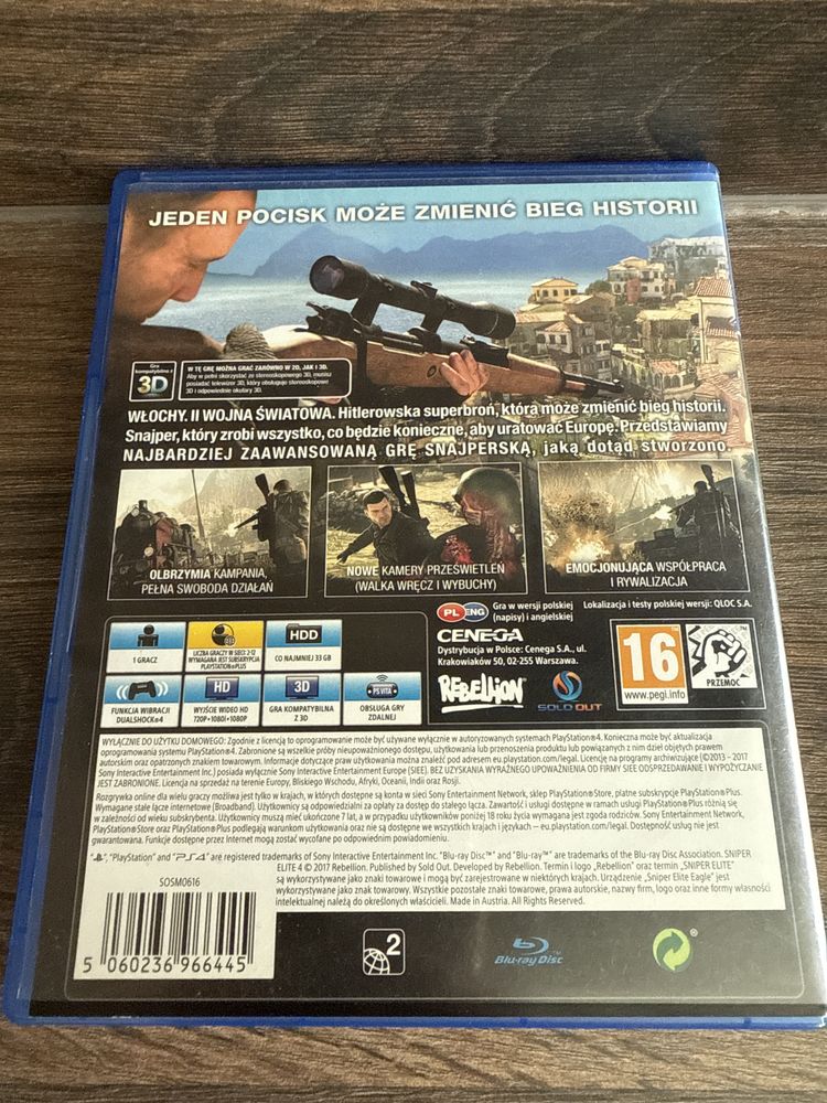 PlayStation Ps 4 Ps 5 Sniper Elite 4 Italia PL!