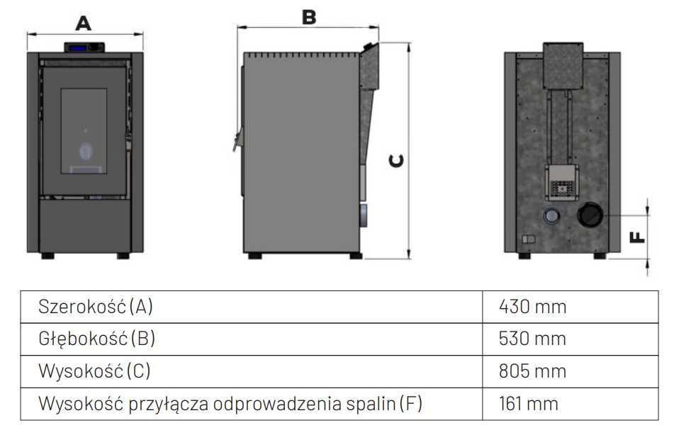 Piec Kozlusan stalowy na pellet 6 kW