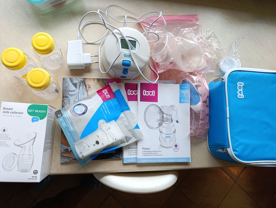 LOVI laktator elektryczny+ kolektor + woreczki na pokarm+butelki