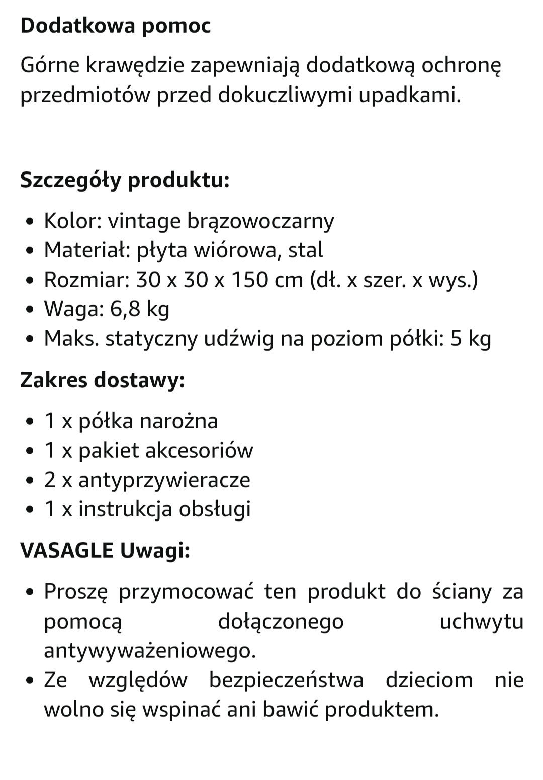 Regal narożny 150x30