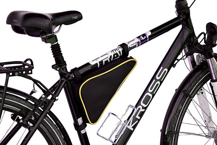 Sakwa na ramę rowerową, torba rowerowa, trójkąt czarno-żółty