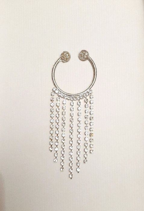 Пряжка напів-кільце підвісні кристали сріблястий аксесуар на одяг