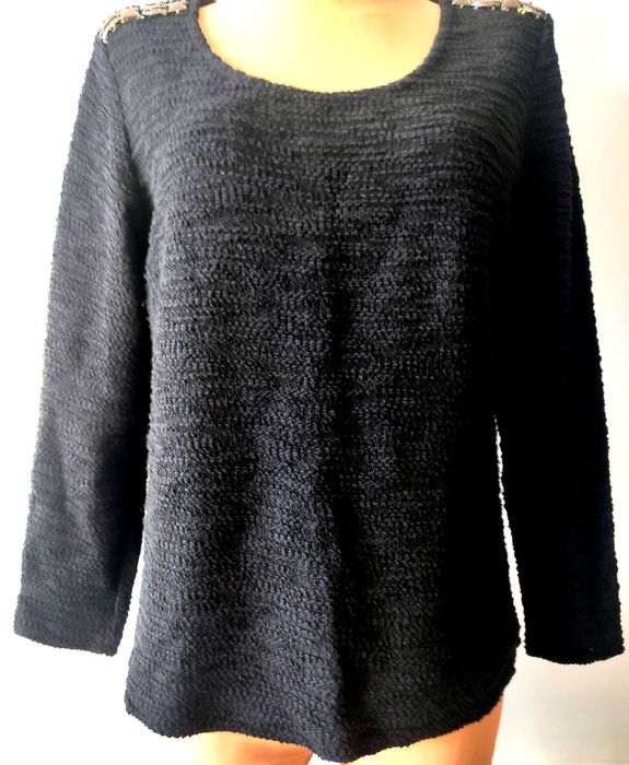 czarny sweter bawełna złote naramienniki r. L/XL