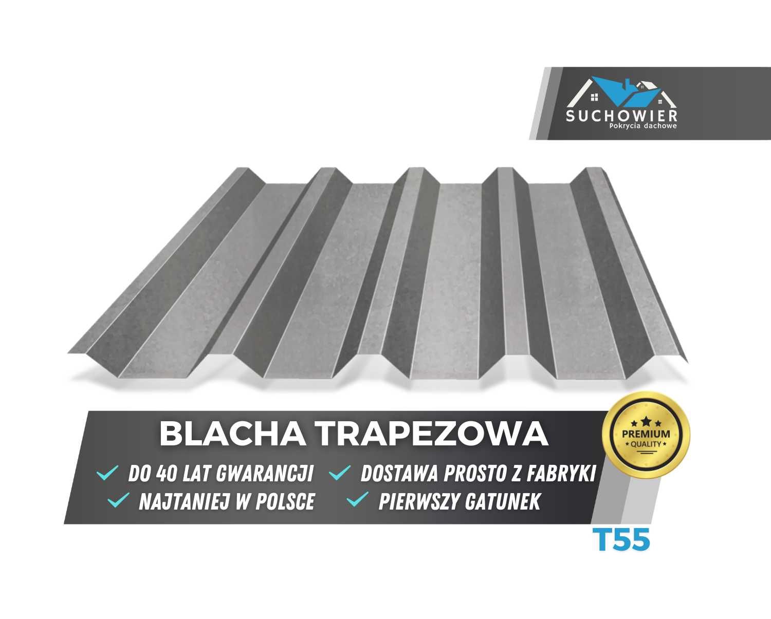 Blacha dachowa trapezowa, T18 T35 T55 Gat 1 Ocynk z filcem Dach Trapez